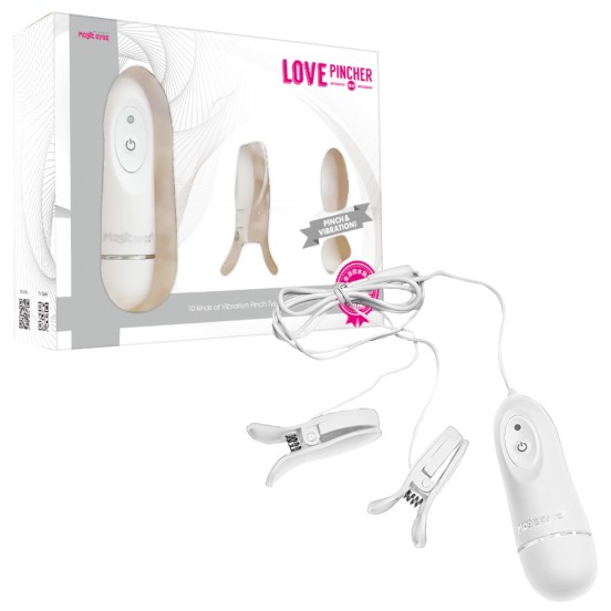 Love Pincher Vibrating Nipple Clamps pure white
