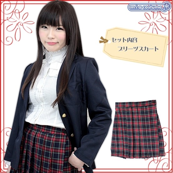Otokonoko Pleated Plaid Skirt Navy/Red (fits Men)